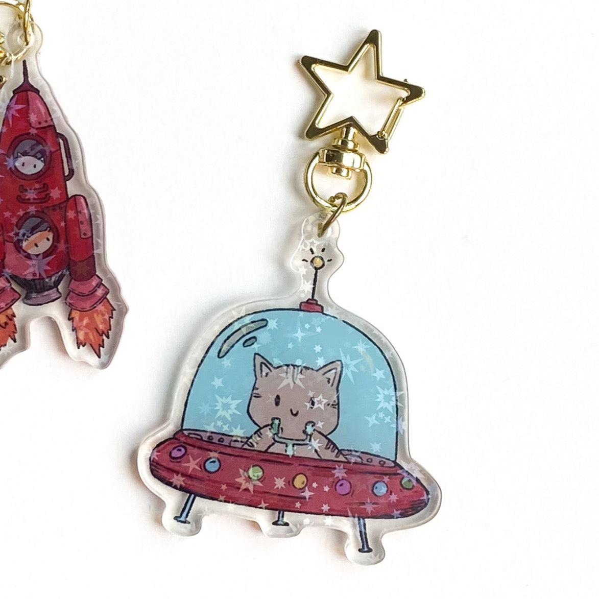Porte-clé "Chat-stronaute" holographique