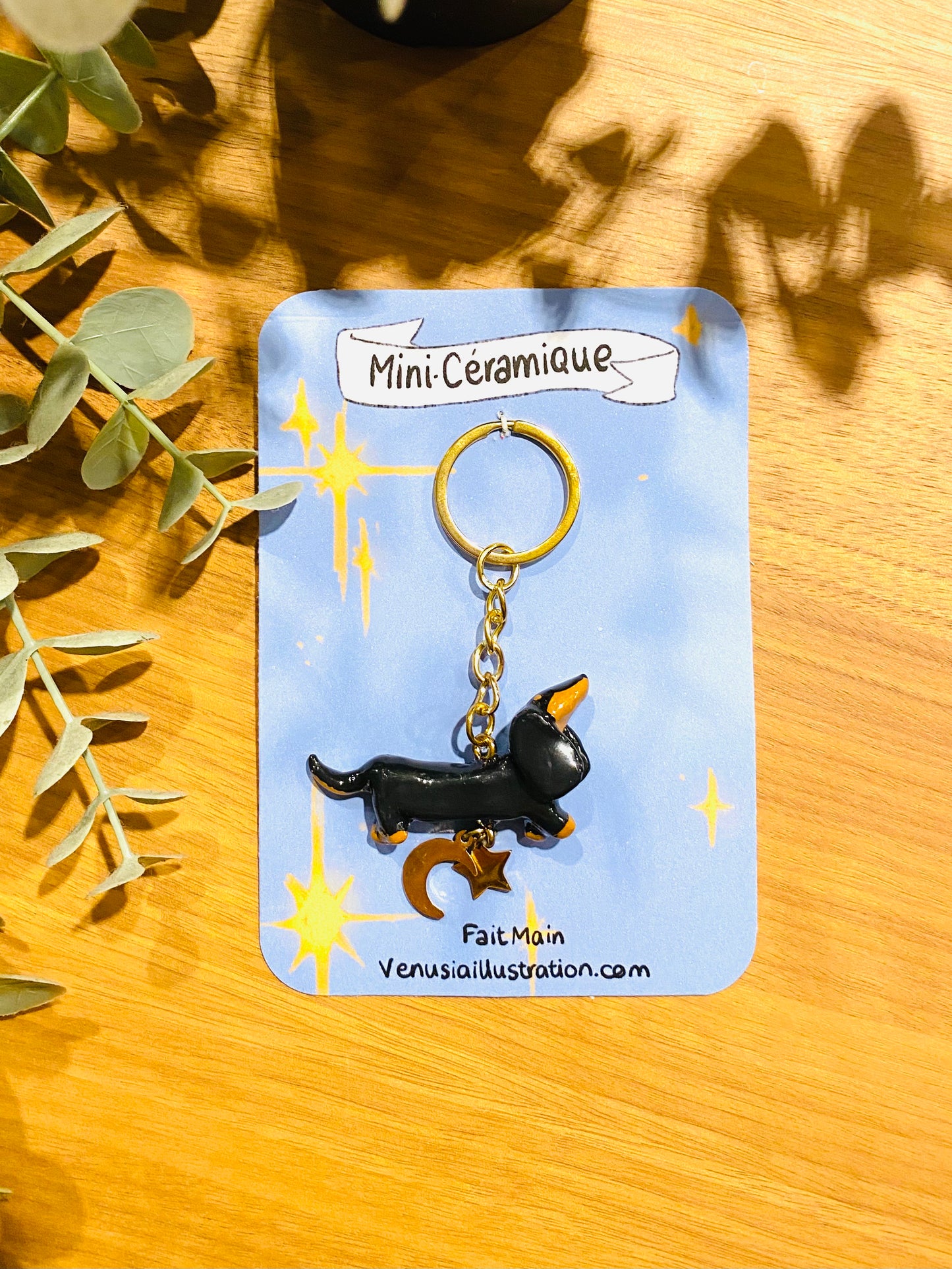 Mini-céramique " Vénus " Teckel - Porte clés